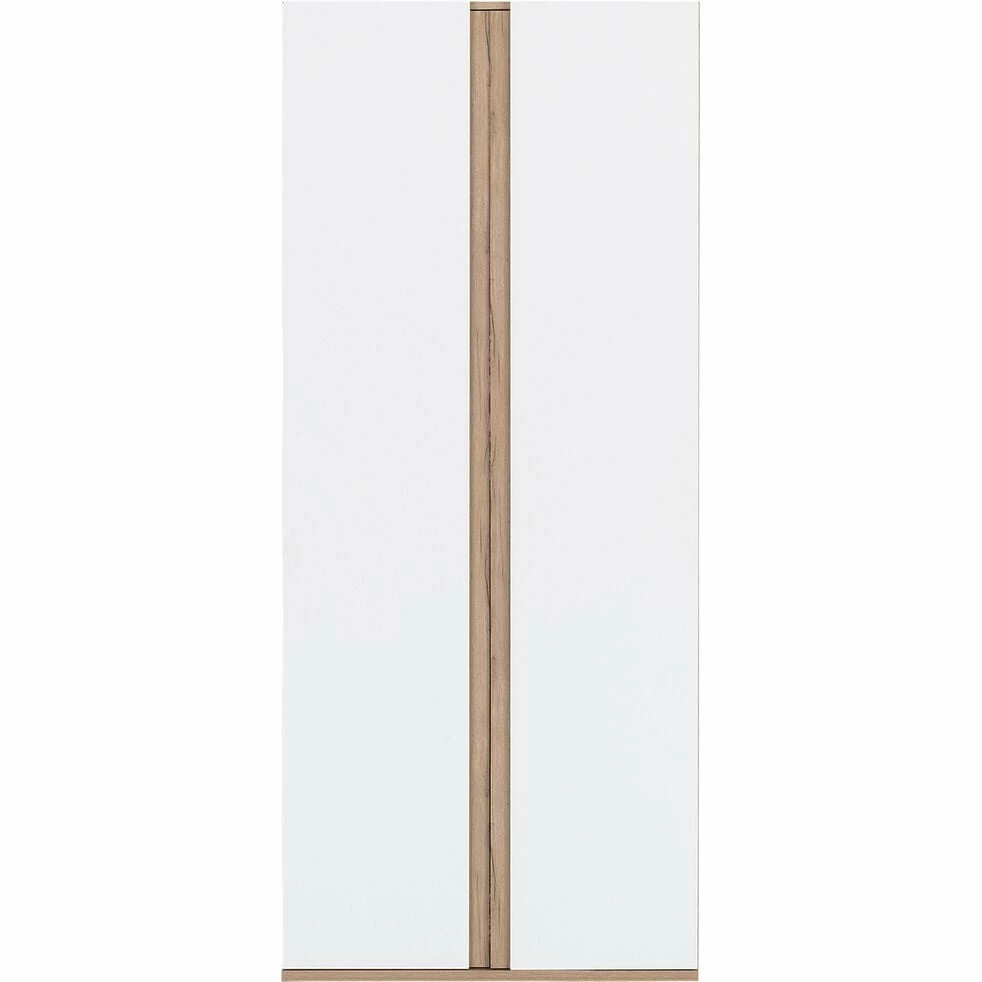 NESTOR - Armoire De Dressing 2 Portes Battantes En Bois Effet Chêne - Blanc H235xL100cm 4 NESTOR - Armoire De Dressing 2 Portes Battantes En Bois Effet Chêne - Blanc H235xL100cm – Image 2
