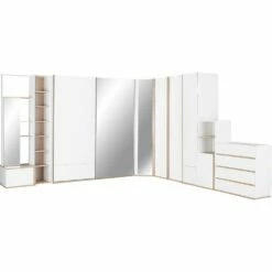 NESTOR - Armoire De Dressing 2 Portes Battantes En Bois Effet Chêne - Blanc H235xL100cm 16 NESTOR - Armoire De Dressing 2 Portes Battantes En Bois Effet Chêne - Blanc H235xL100cm -chambre à coucher Soldes dressing NESTOR 27017074 G 3