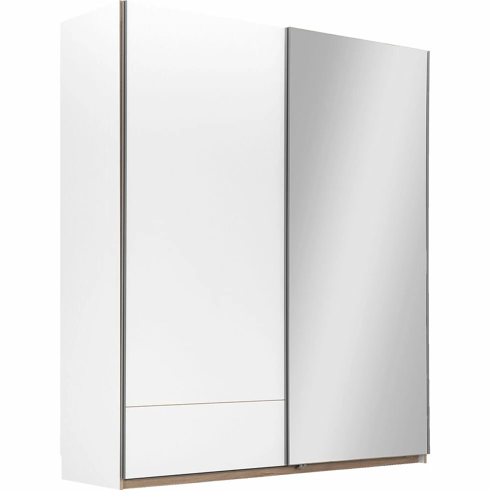 NESTOR - Armoire Dressing Avec 2 Portes Coulissantes En Bois Effet Chêne - Blanc H235cm 6 NESTOR - Armoire Dressing Avec 2 Portes Coulissantes En Bois Effet Chêne - Blanc H235cm – Image 4