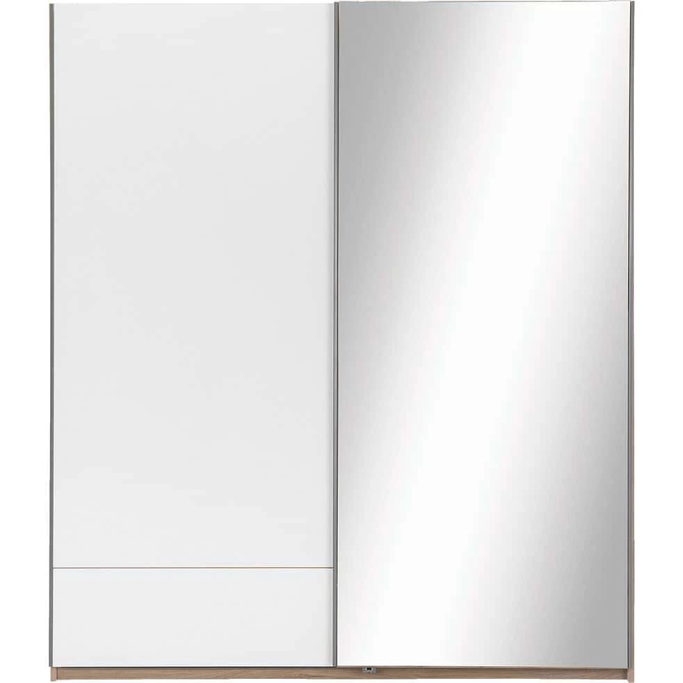 NESTOR - Armoire Dressing Avec 2 Portes Coulissantes En Bois Effet Chêne - Blanc H235cm 3 NESTOR - Armoire Dressing Avec 2 Portes Coulissantes En Bois Effet Chêne - Blanc H235cm