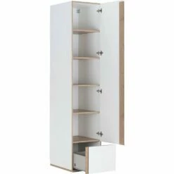 NESTOR - Armoire Dressing Avec 1 Porte Et 1 Tiroir En Bois Effet Chêne - Blanc H235XL50cm -chambre à coucher Soldes dressing NESTOR 27021484 B 1