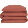 MANTA - Housse De Couette 240x220cm Et 2 Taies D'oreiller 65x65cm En Coton Lavé - Rouge Terracotta -chambre à coucher Soldes parrure linge de lit MANTA 27288283 F 1